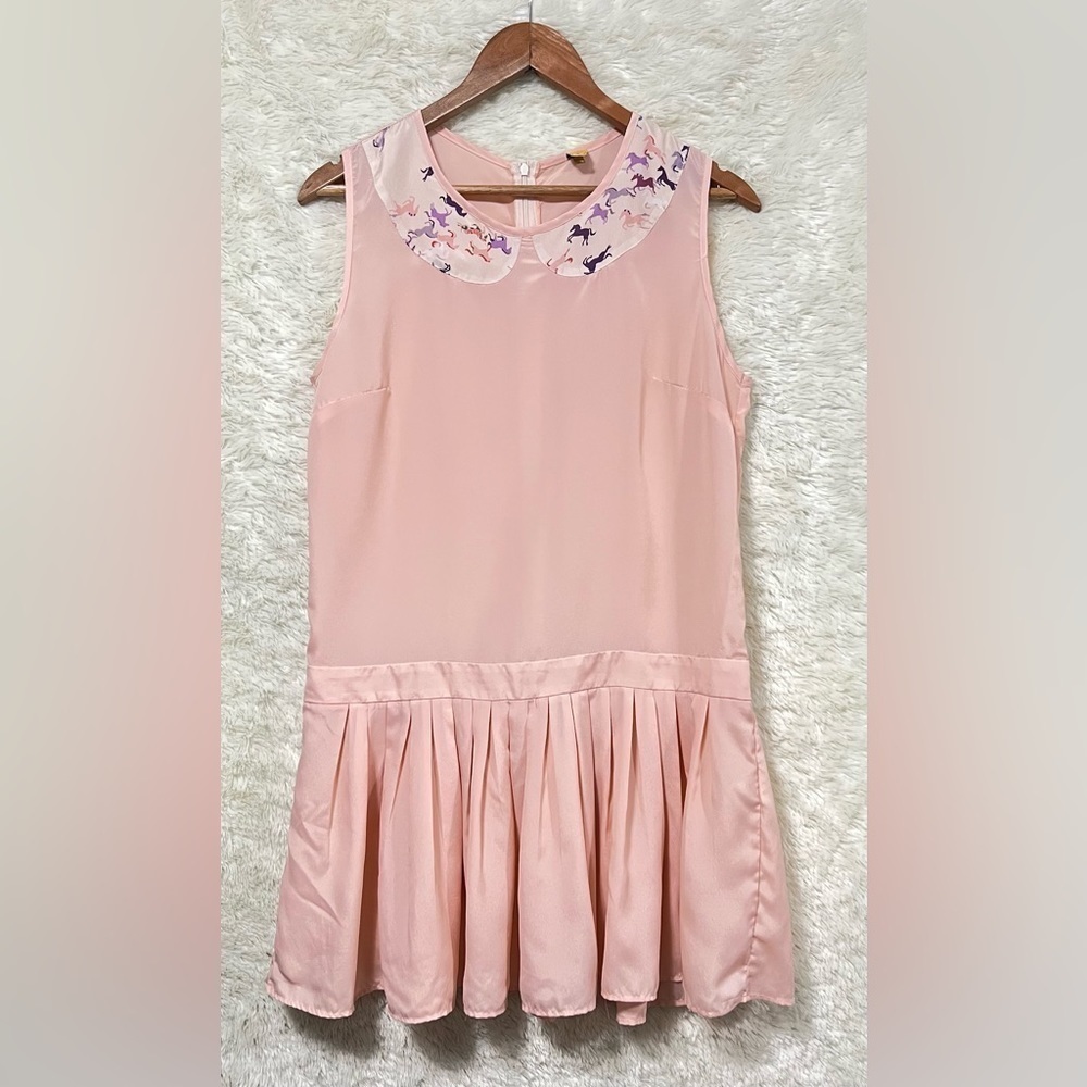 Farm Rio Anthropologie Drop Waist Farm Animal Horse Sleeveless Dress